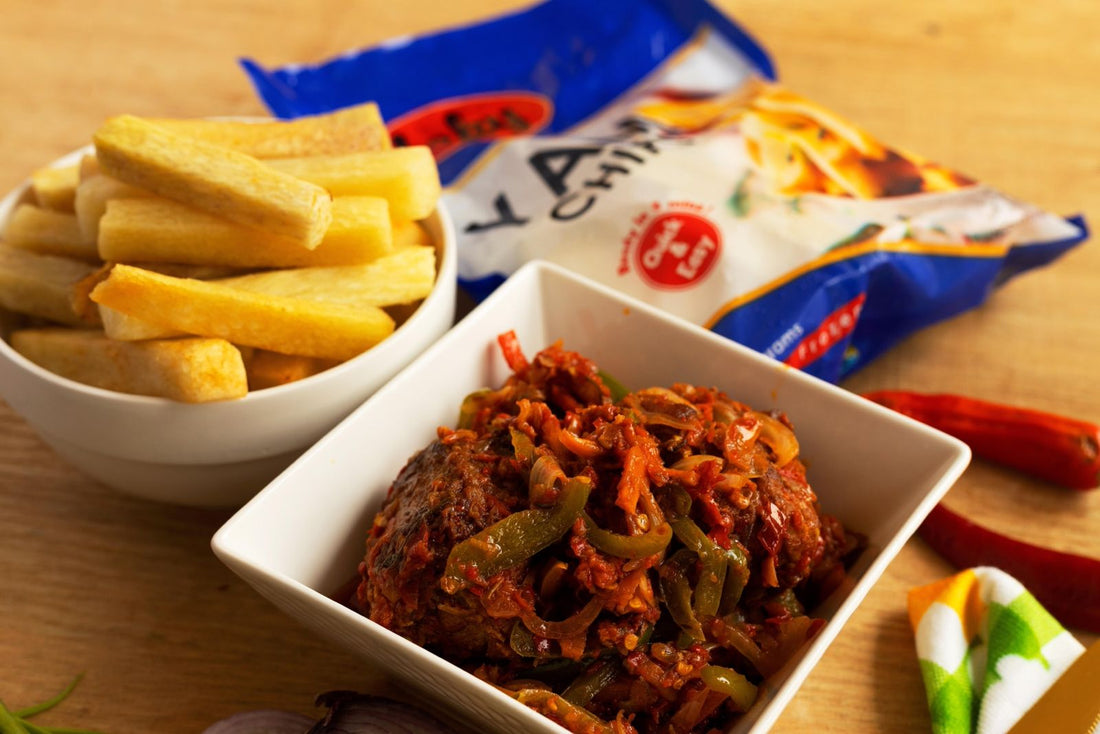 Crispy Homemade Yam Chips with Spicy Pepper Sauce - Convenient African Food Shop